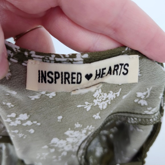 Green Floral Puff Sleeve Midi Dress Womens Small Sweetheart Cottage Indie Garden - Picture 4 of 9